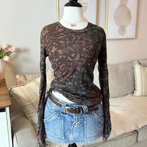 Creola Sheer Mesh Floral Abstract Top